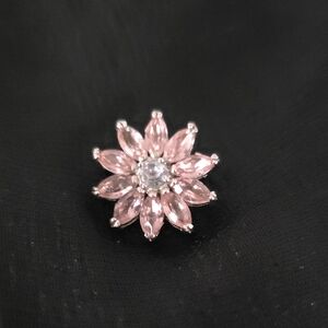 Elegant Floral Pink and Silver Brooch